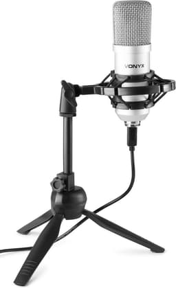 USB microfoon voor pc - Vonyx CM300S - USB studio microfoon incl. tafelstandaard - Titanium — thumbnail 3