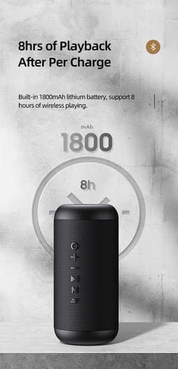 USAMS Waterdichte Draagbare Draadloze Speaker - 1800mAh - Zwart — thumbnail 3