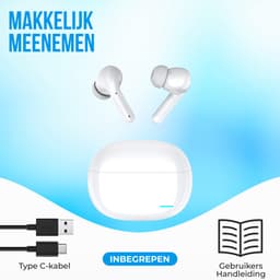 Nubex® Draadloze Oordopjes met Oplaadcase - Bluetooth 5.3 - Oordopjes Draadloos - Sport Earbuds - ENC - Oortjes draadloos - Wit — thumbnail 5