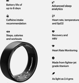 ULTRAHUMAN Ring AIR – Smart Ring | Geen maandabonnement | Bepaal eerst de juiste maat met de Sizing Kit | Slaaptracker - Hartslagmeter - Fitnesstracker – Matt Grey – Size 9 — thumbnail 5
