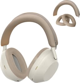 kwmobile siliconen cover voor koptelefoon - geschikt voor Sony WH-1000XM5 - Voor band en oorpads - 3x in beige — thumbnail 2