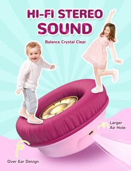 iClever - BTH18 - draadloze kinderkoptelefoon - volumebegrenzing - led lights - microfoon, opvouwbaar (roze) — thumbnail 5