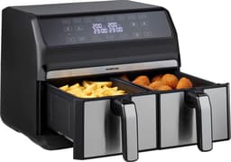 Inventum GF800HLD Dubbele Airfryer XXL - 8L - Dual Cook - Grill- & roosterfunctie - 8 programma's - 80-200 °C - PFAS-vrij - Tot 6 personen - Zwart/RVS — thumbnail 2
