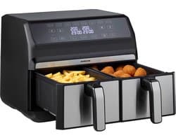 Inventum GF800HLD Dubbele Airfryer XXL - 8L - Dual Cook - Grill- & roosterfunctie - 8 programma's - 80-200 °C - PFAS-vrij - Tot 6 personen - Zwart/RVS — afbeelding 1