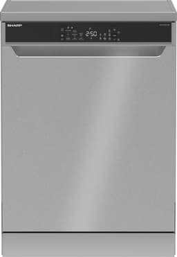 Sharp QWNA25F44BIEU - vrijstaande vaatwasser - energie label B - besteklade + topsproeier - 8 programma's - zilver met RVS deur — thumbnail 1