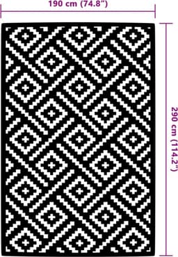 vidaXL - Buitenkleed - ARAKIL - 190x290 - cm - PP - wit - en - zwart — thumbnail 5