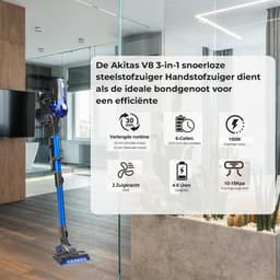MKSS® Stofzuiger Zonder Zak - Steelstofzuiger Draadloos - Steelstofzuigers - Stofzuigers - Vacuum Cleaner - Grijs met Blauw — thumbnail 2
