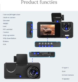 Black Box Dual Dashcam 2.0 inch IPS HD display Night Vision/G-Sensor/Doorloop/Park Modus/TF Card — thumbnail 4