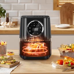 Aigostar Airfryer Odin 30YCN - Heteluchtfriteuse - Digitaal display - 4,2 Liter - 700 Gram friet - 1400W - Receptengemeenschap - Zwart — thumbnail 3