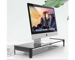 Monitorstandaard - Monitor Verhoger - Laptopstandaard - TV Verhoger - Computerscherm Verhoger - Monitor Standaard - Voor Laptop En Pc - Laptoptafel - Bureau Organizer - Zwart
