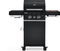 BURNHARD® 2 Branders gasbarbecue FRED Jr. Black Series 3, incl. 900°C keramische infraroodbrander, gietijzeren grillrooster + inklapbare zijtafels — thumbnail 1
