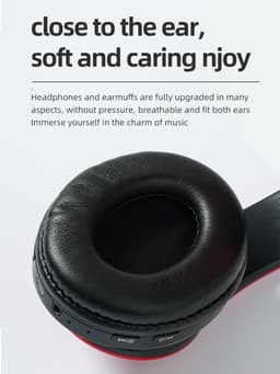 Pro Care Excellent Quality® Headset met Microfoon LED verlichting - Headset Draadloos - Bluetooth - Active Noise Reduction - SD card mogelijkheid - Kleur Rood Zwart — thumbnail 5