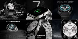 HiFuture Apex Roestvrijstalen Smartwatch heren, 2.04 Amoled Display, IP68 waterdicht, Tot 7 dagen batterijduur, hartslagmeter, Stappenteller, Compatibel met iOS en Android (Zwart) — thumbnail 3