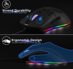 TOJ Optische Game / Gaming Muis - Bedraad 1.8 Meter - RGB Verlichting - 7200DPI - Zwart - USB-C — thumbnail 2