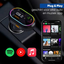 Serve Bluetooth Receiver Auto - FM Transmitter - Plug&Play Muziek Afspelen in de Auto - Carkit - 25W Supersnel Opladen - Autolader USB-C Snellader — thumbnail 2