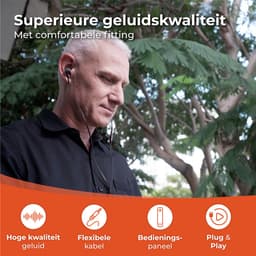 Nuvance Oortjes met Draad - 3.5mm Jack Aansluiting - Oordopjes met Draad - In-Ear Oortjes met Draad en Microfoon - Zwart — thumbnail 2