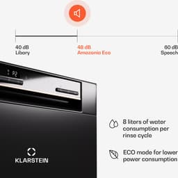 Klarstein Vaatwasser mini- voor 8 couverts, stille kleine vaatwasser met 7 wasprogramma's, kleine tafelmodel vaatwasser voor thuis, op kantoor en op de camping, mini-vaatwasser met wateraansluiting - 8L 8 Maatgedekken 47 dB 50 cm - voor Keuken — thumbnail 5