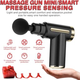 Mini Massage Gun Deep Tissue, 6 Snelheden Draadloze Handheld Spier Massager met 4 Hoofden, Super Stil Oplaadbaar Apparaat Pijnverlichting, Geschenken — thumbnail 5