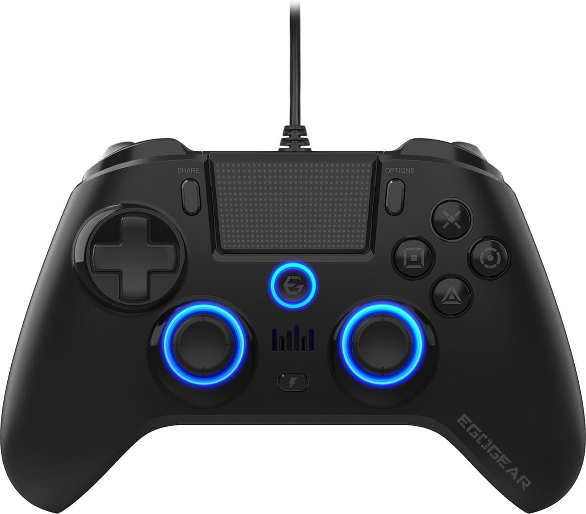 EgoGear - Bedrade controller met paddels SC10 zwart voor PS4/PS3/PC, aanpasbare RGB, trilmotoren, 3,5 mm aansluiting, 800 mAh — afbeelding 1