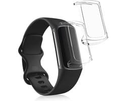 kwmobile 2x smartwatch hoes geschikt voor Fitbit Charge 6 / Charge 5 hoesje - Siliconen sporthorloge cover - Activity tracker case in transparant