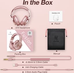 OneOdio Fusion A70 Roségoud – Draadloze Over-Ear Koptelefoon – DJ & Studio – Hi-Res Audio — thumbnail 12