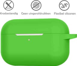 Hoesje Geschikt voor Apple AirPods Pro 2 - Siliconen Hoes met Clip - Silicone Case Cover - Groen — thumbnail 4