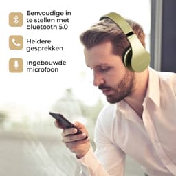 PowerLocus P1 Bluetooth Koptelefoon – Draadloos – Over Ear – Met Microfoon – Inklapbaar - incl. Hoes – Goud — thumbnail 7