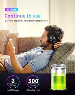 DrPhone ANC-E11 - AptX Noise Cancelling Koptelefoon – Ruisonderdrukking – Over Ear – Bluetooth 5.0 - Wireless Headphone - Zwart — thumbnail 4