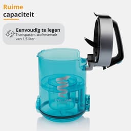 ETA Stellar Stofzuiger zonder Zak met ECO-motor en Opzetstukken – 1,5 Liter – Actieradius 10 Meter – Dubbele HEPA-Filter 10 en 12 – Zwart / Blauw — thumbnail 3