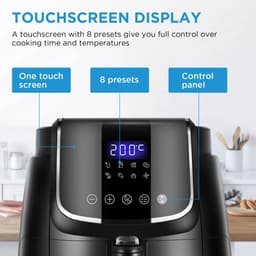 Digitale Airfryer - PFAS vrij - Groot 4 Liter - Heteluchtfriteuse - Zwart - Digital screen - 8 Voorinstellingen - Inclusief in hoogte verstelbaar Grillrack - 1500W - 35-200°C - voor Bakken, braden, grillen, ontdooien, schudalarm — thumbnail 3