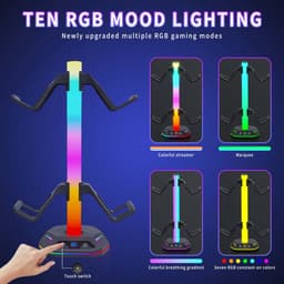Accessoire opbergrek - Controllerhouder - Koptelefoonstandaard - Meerdere RGB-verlichtingsmodi - Antislipontwerp - Gamecontrollerstandaard Geschikt voor Xbox, PS5, PS4, Nintendo Switch — thumbnail 5
