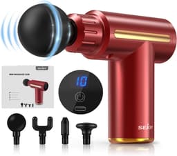Trendique - Massage-gun - Massageapparaat - Draagbaar - Mini - 4 verschillende massagekoppen - 10 snelheden - Oplaadbaar - Voor het hele lichaam - 17,3 x 13,9 cm — thumbnail 1