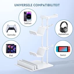 StayPowered Headset Stand & Controller Houder - Compact en Stijlvol voor Georganiseerde Gaming Setup - Stevige Aluminium Staaf - Metalen Basis voor Stabiliteit - Antislip Siliconen Voet - Wit - Levering Sneller dan Aangegeven! — thumbnail 4