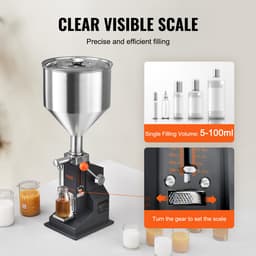 VEVOR 5-100ml Vulmachine Handmatige Vloeistofvulmachine Gemaakt van Food Grade 304 Roestvrij Staal Siliconen PTFE Vulmachine Inclusief Twee Spuitmonden 4 mm / 8 mm Ideaal voor het Vullen van Honingolie-essentie — thumbnail 5