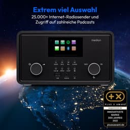 MEDION P85027 Internetradio (DAB Plus, FM-radio, Spotify Connect, WLAN, Bluetooth, Streaming, Equalizer, Kleurenbeeldscherm, USB, AUX, Wekker, Sluimerfunctie, Slaaptimer), MD88069, zwart — thumbnail 3