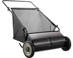VEVOR Handgrasmaaier 66cm Veegbreedte Grasmaaier Handmatig 198L Capaciteit van de Opvangmand Kooimaaier 142x81x75cm Handkooimaaier Verstelbaar voor het Opvegen van Bladeren, Gemaaid Gras, Kleine Takken
