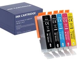 Inktcartridge geschikt voor Canon 570 571 XL Compatibel Canon Pixma TS5050 TS5055 TS6000 TS6050 TS8040 TS8050 TS9050 MG5750 MG5751 MG6850 MG7750 - Pack 1 Zwart PGBK 1 Zwart 1 Cyaan 1 Magenta 1 Geel
