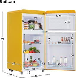 Gutent BCD-100C - Tafelmodel koelkast - Boven- en onderdeur - 72 liter - Energieklasse E - Geel — thumbnail 3