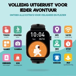 Royal Supplies Pixiepulse - Smartwatch- Smartwatch kinderen- 2026 Model- HD -GPS Tracker- Camera - SOS-alarm - Waterdicht - iOS en Android - GPS Horloge Kind- Videobellen - Screenprotector- Blauw — thumbnail 5