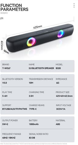 Soundbar met Draadloze Subwoofer - Luidsprekers - Speakers - Bluetooth 5.0 - Soundbars Voor TV - ingebouwde Subwoofer — thumbnail 2