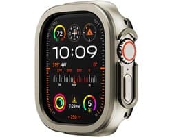 Hoesje Geschikt voor Apple Watch 11/10 42MM - Aluminium Bumper Frame Titanium Goud