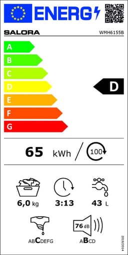 Salora WMH6155B - Wasmachine - 6 kg - 1000 RPM - Wasmachines - Zwart — thumbnail 5