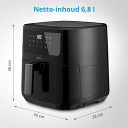 MEDION P10 XL Airfryer (6,8 liter XXL heteluchtfriteuse, 2.150 watt, twee roestvrijstalen verwarmingselementen, schudalarm, 9 automatische programma's, touch bedieningspaneel, LED-display) — thumbnail 4