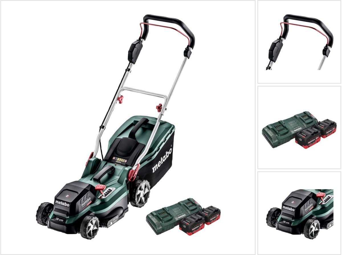 Metabo RM 36-18 LTX BL 36 Accu grasmaaier 36 V ( 2x 18 V ) LTX Brushless + 2x accu 5,5 Ah + dubbele lader — afbeelding 1