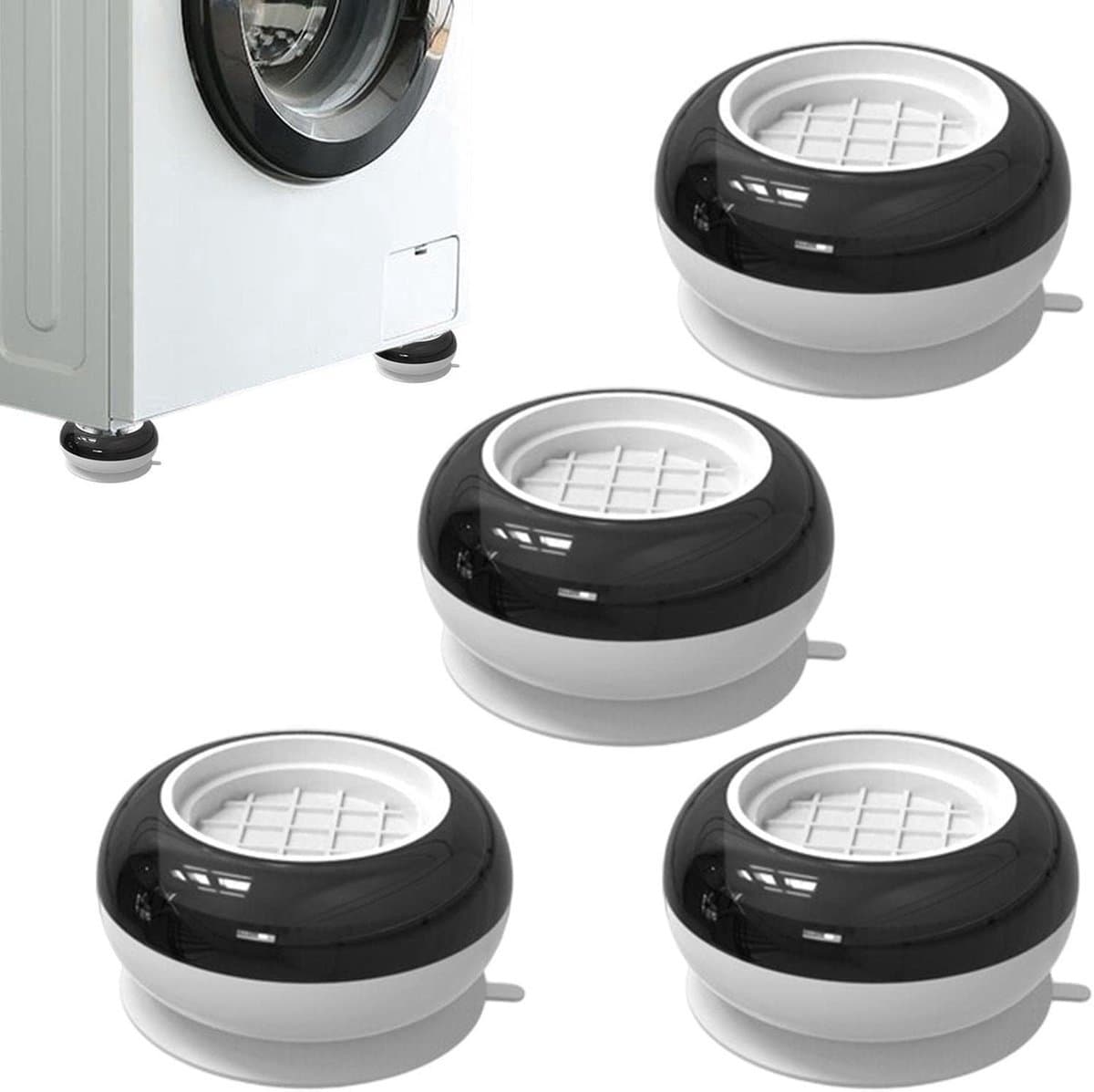IBBO Shop - 4 stuks trillingsdempers voor wasmachine - wasmachine dempers - wasmachine mat - wasmachines anti-trillingsmat - Wasmachine Verhoger - antislipmat voor wasmachines en drogers - Nieuwe model — afbeelding 1