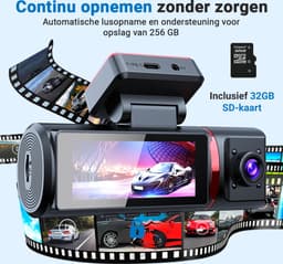 Fleau Tech 4K Dashcam voor Auto 3 in 1 - 2025 Model - Voor en Achtercamera – WIFI, APP & GPS – Groothoeklens – G-sensor – Parkeermodus – Loop Recording – SD-kaart 32 GB — thumbnail 5