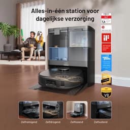 eufy X10 Pro Omni Robot Stofzuiger en Mop, 8.000 Pa zuigkracht, dubbele dweilpads met 12 mm auto-lift en tapijtdetectie, herkent 100+ objecten voor obstakelvermijding, alles-in-één station voor dagelijks onderhoud. — thumbnail 4