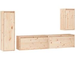 vidaXL Tv-meubelen - 4 stuks - Massief Grenenhout Televisie Meubel - Houten Tv Meubilair - Tv Kasten - Wandtv Kast - Grenoble Hout