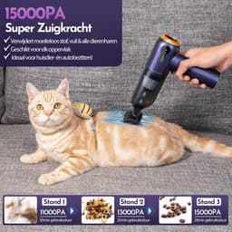 Kruimeldief Snoerloos – 15000 PA Zuigkracht – 7 Opzetstukken – Auto Handstofzuiger met HEPA Filter – Air Duster – Kruimelzuiger – Woodoro — thumbnail 2