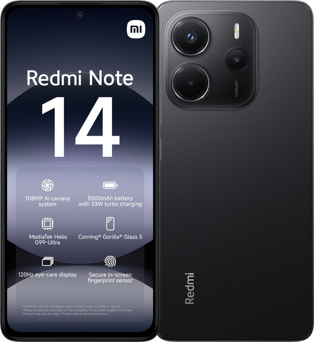 Smartphone-Redmi Note 14-8GB+256GB-Middernacht Zwart — afbeelding 1